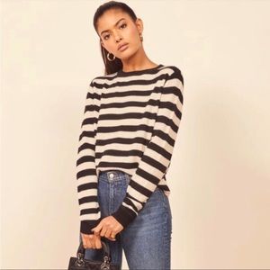 Reformation Cashmere Boyfriend Striped Sweater